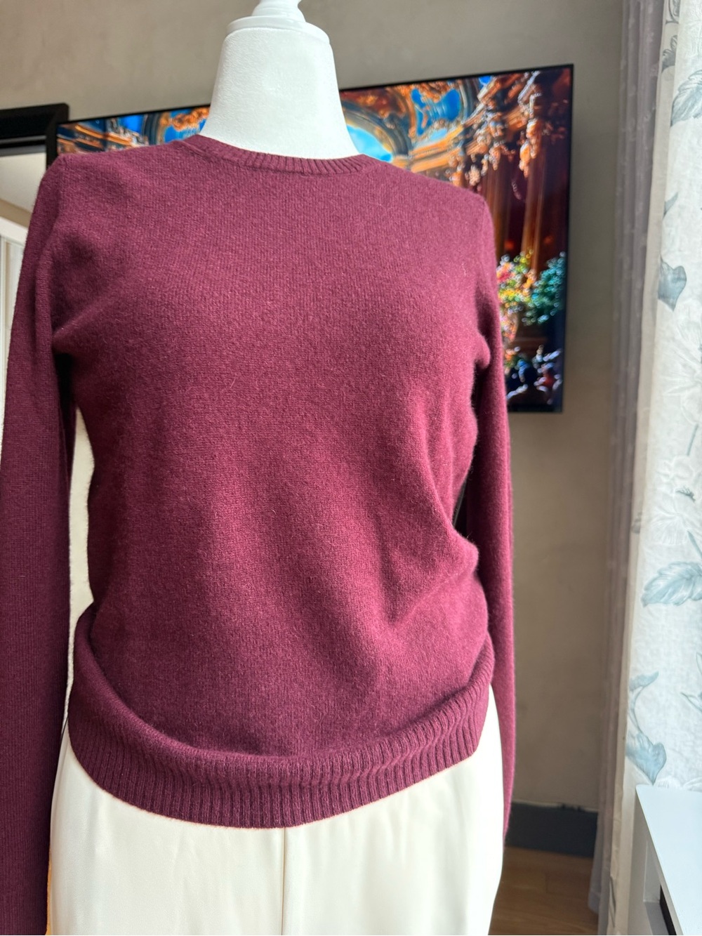 Saks Fifth Avenue  Cashmere Crewneck Sweater - Wine